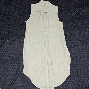Sleeveless Striped Button-Down Dress